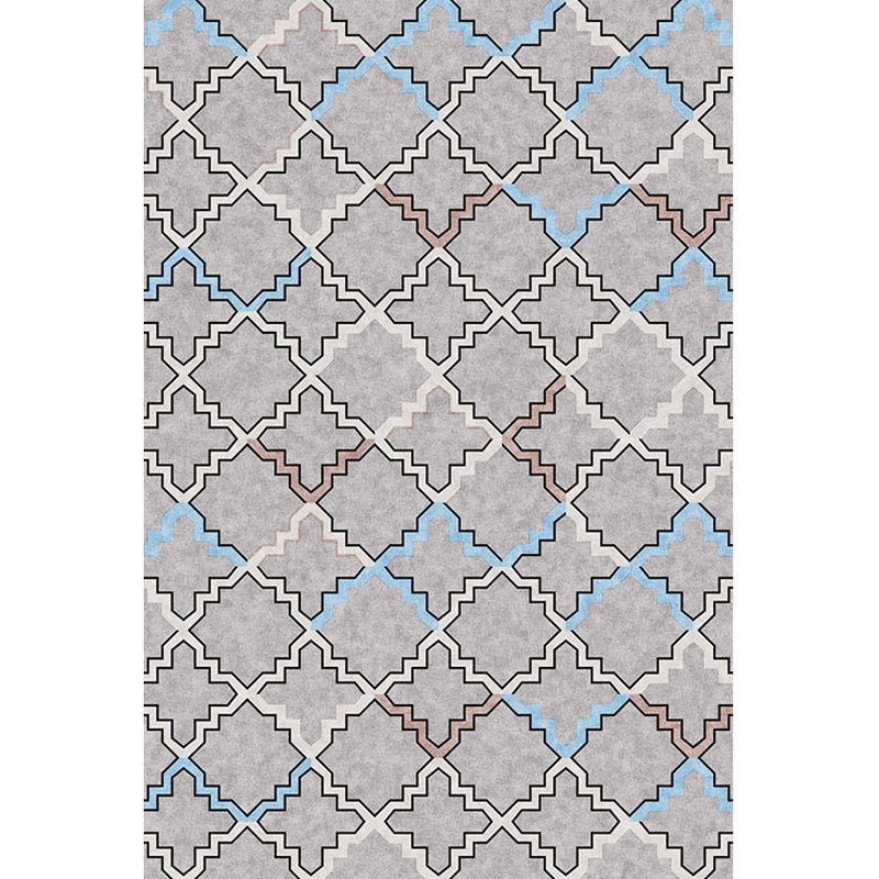 BowLift | Casual Geometric Pattern Rug Multicolored Synthetic Indoor Rug Non-Slip Back Machine Washable Area Rug for Living Room