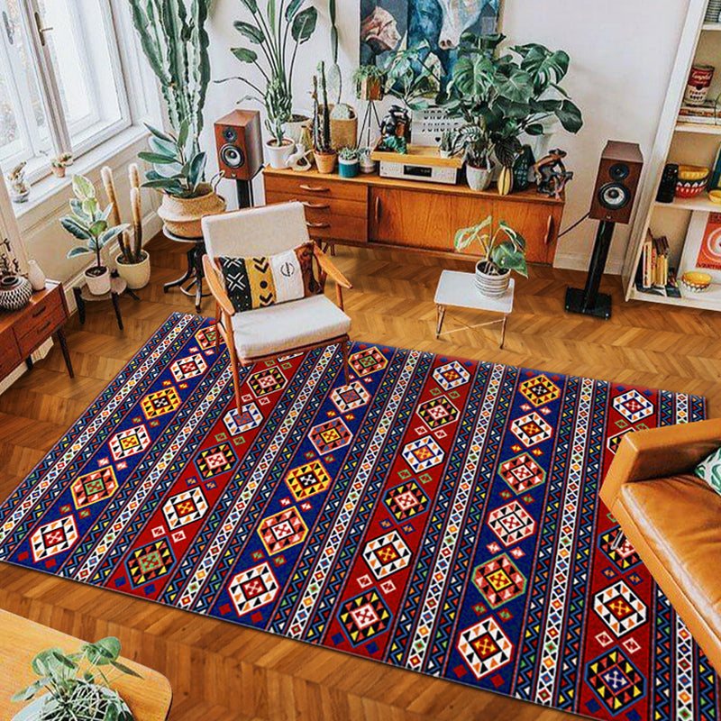 BowLift | eclectic tribal pattern rug multicolored polypropylene indoor rug non-slip backing pet-friendly area rug for the living room