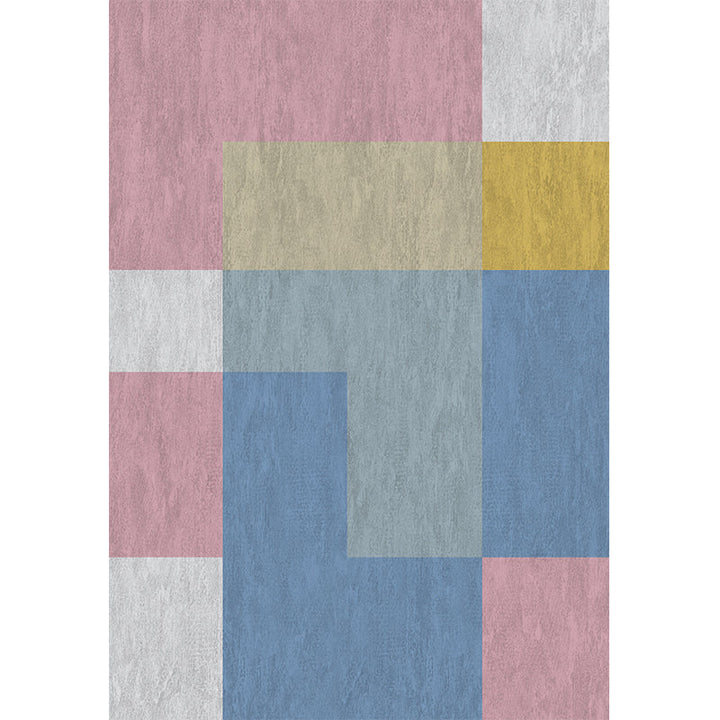BowLift | Southwestern living room carpet Multicolored Color block Indoor carpet Polyester Non-slip carpet Stain resistant Flooring