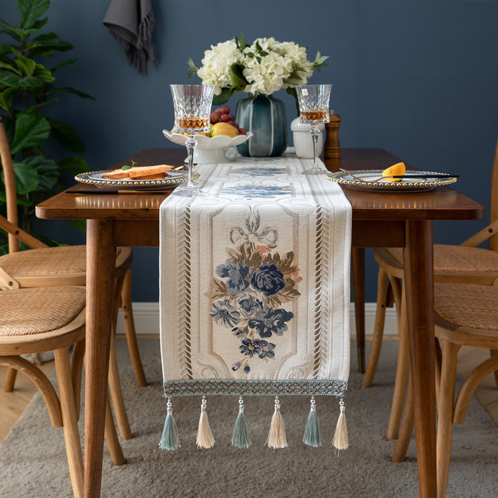 Decorative Floral Embroidered Table Runner
