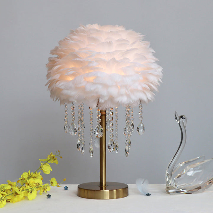 BowLift | Romantic FeatherBeam - Modern Feather 1-Light Bed Lamp with Crystal Decor