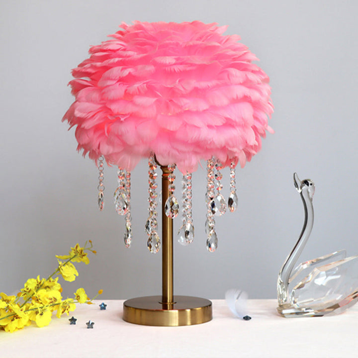 BowLift | Romantic FeatherBeam - Modern Feather 1-Light Bed Lamp with Crystal Decor