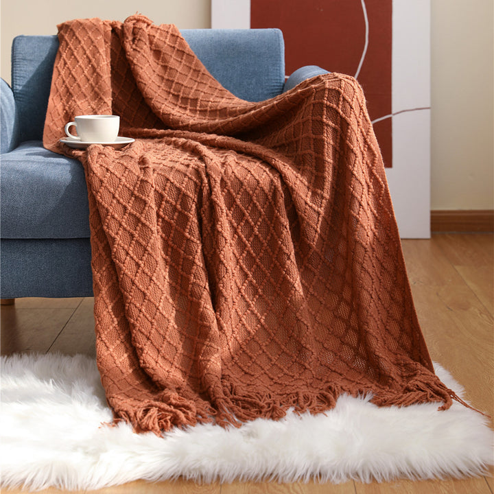 Decorative Fringe Knit Throw