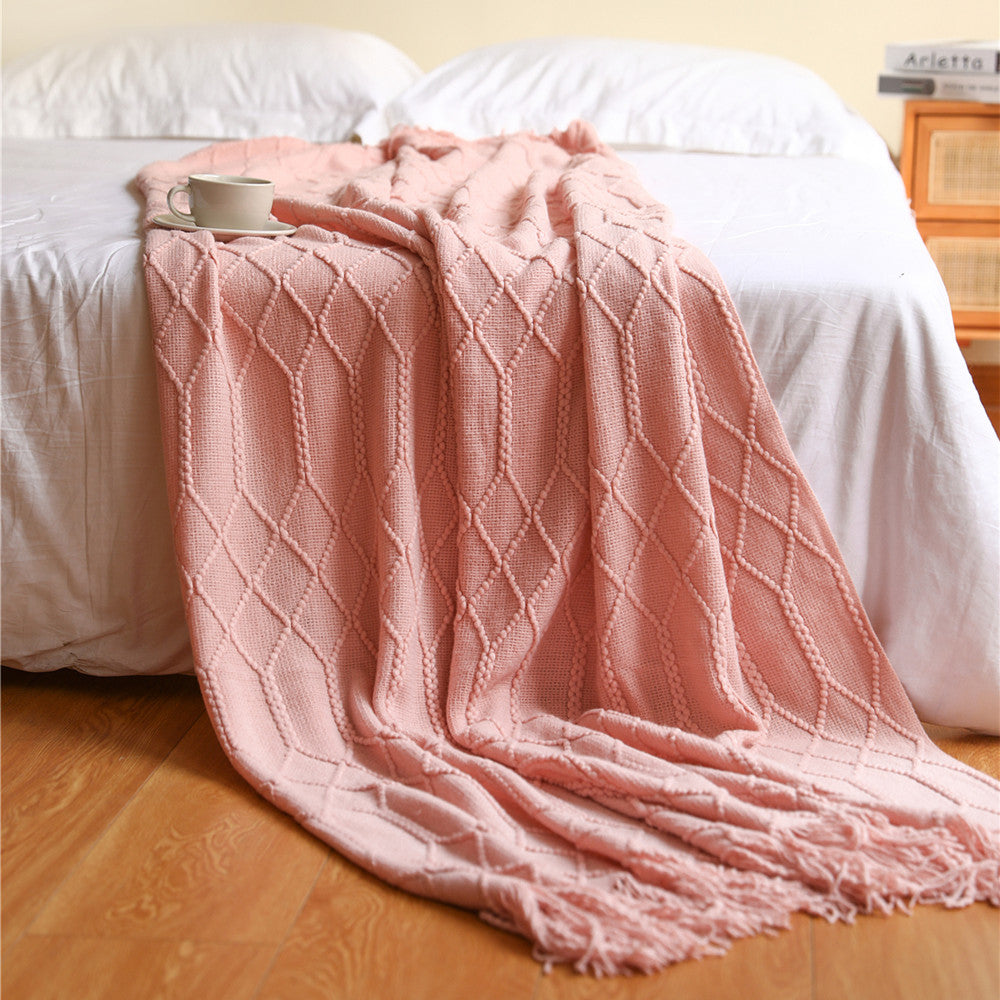 Textured Knitted Throw Blanket