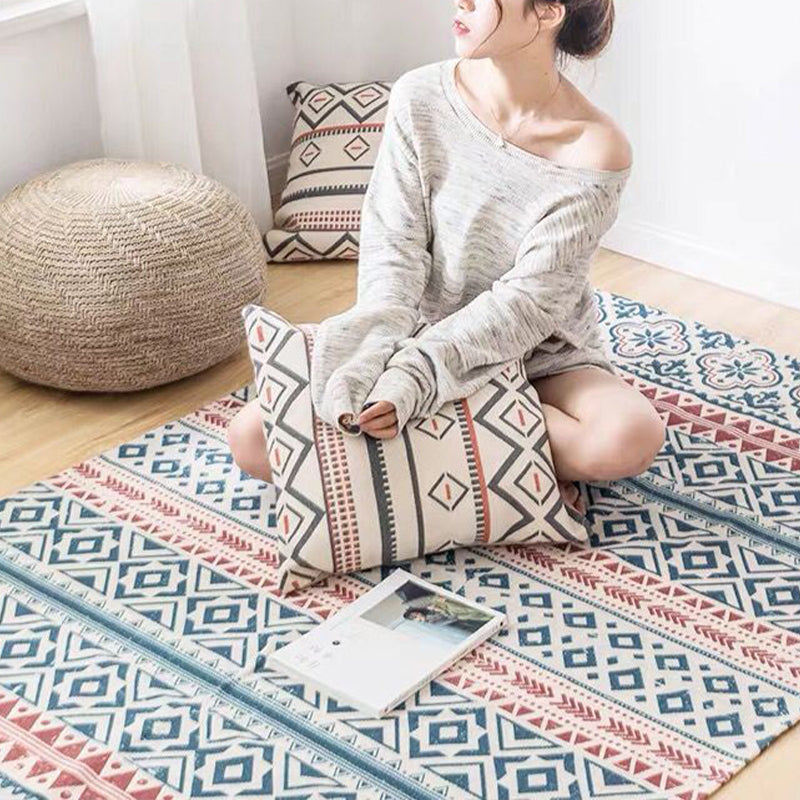 BowLift | Southwest Bedroom Carpet Multicolored Tribal Printed Area Rug Jute Pet-Friendly Stain-Resistant Indoor Carpet