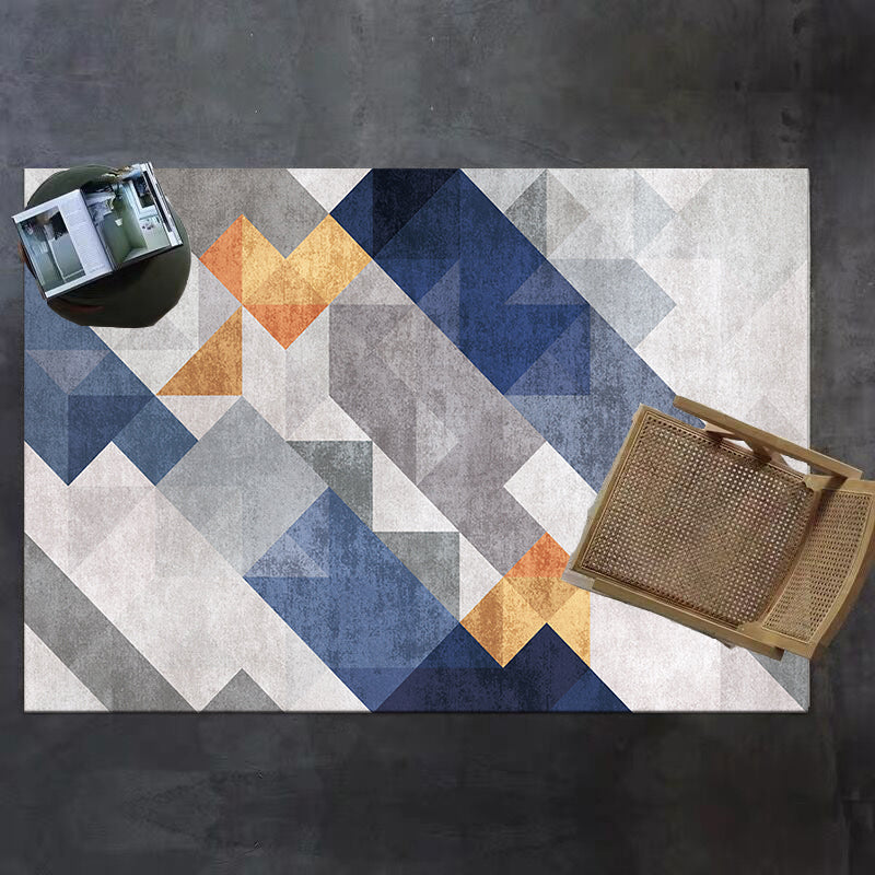Scandinavian geometric patterned rug Multicolored polypropylene rug Non-slip backing Easy care Washable Indoor rug for the living room | Bowlift
