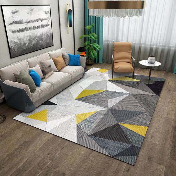 Simple Living Room Mirror Multi-Colored Geometric Print Indoor Rug Synthetic Non-Slip Backing Stain-Resistant Rug | Bowlift