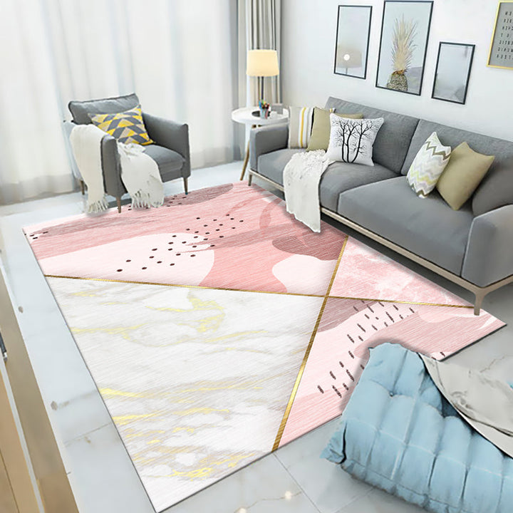 Simple Living Room Mirror Multi-Colored Geometric Print Indoor Rug Synthetic Non-Slip Backing Stain-Resistant Rug | Bowlift