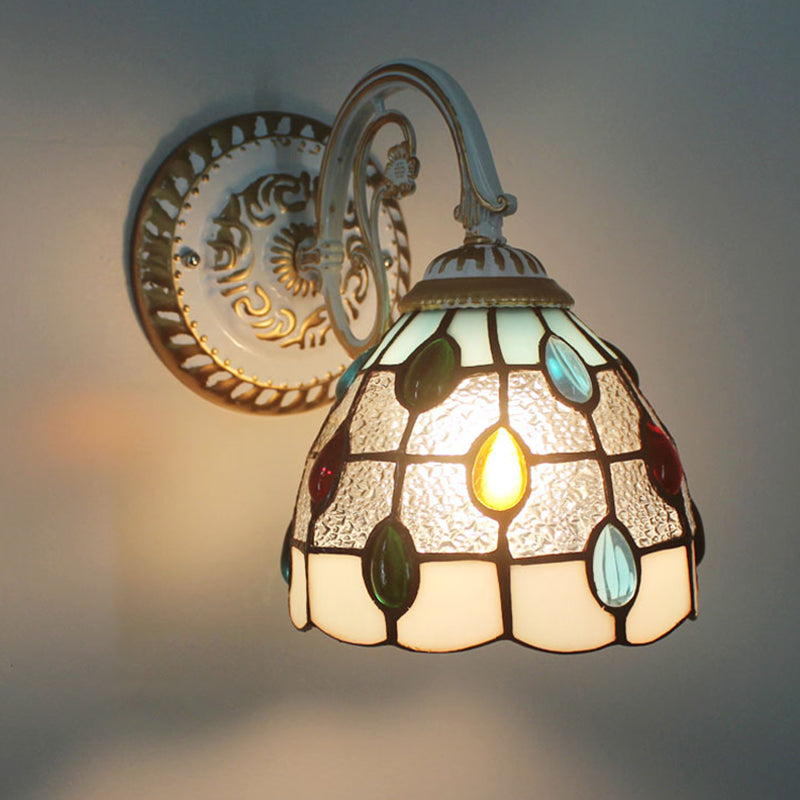 BowLift | 1-Head Shade Wall Lamp Tiffany Style Handmade Glass Wall Lamp for Living Room