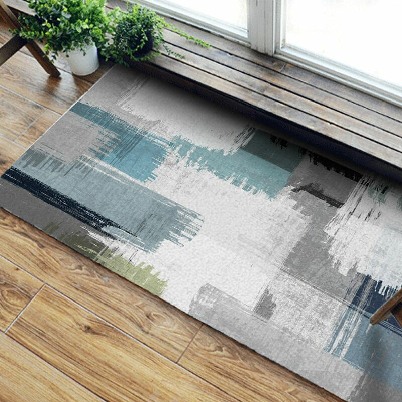 BowLift | Green decorative mat Scandinavian abstract printed carpet for indoor non-slip underlay pet-friendly carpet