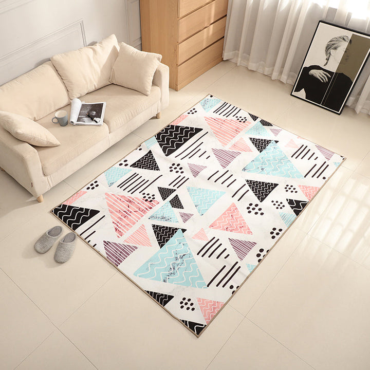 BowLift | New Living Room Rug Multicolor Geometric Print Area Rug Polyester Non-Slip Backing Easy Care Indoor Rug
