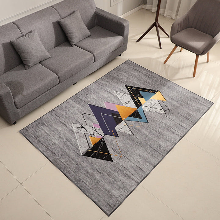 BowLift | New Living Room Rug Multicolor Geometric Print Area Rug Polyester Non-Slip Backing Easy Care Indoor Rug