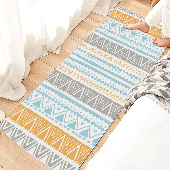 BowLift | Relaxing Bedroom Rug Multicolored Geometric Print Indoor Rug Polyester Non-Slip Back Washable Area Rug