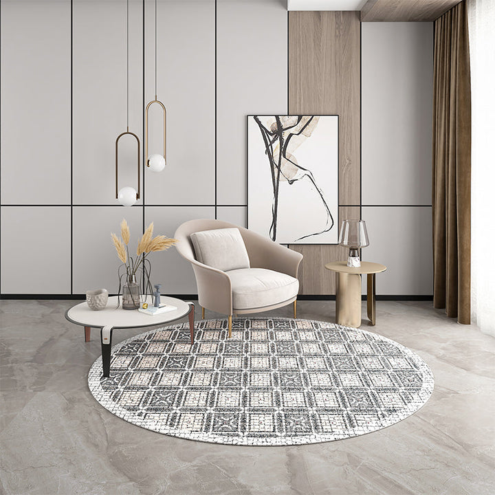 BowLift | Industrial Living Room Rug Multi Color Abstract Printed Indoor Carpet Polyester Non-Slip Back Easy Care Area Rug
