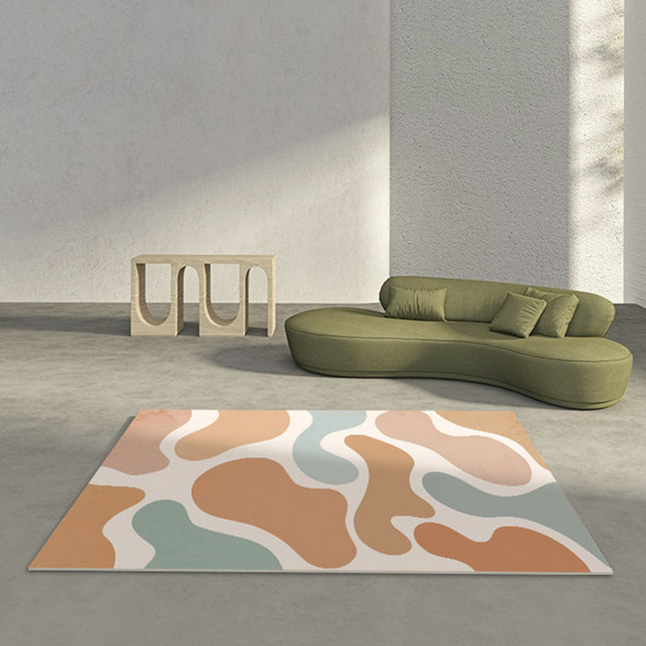 BowLift | Relaxing Color Block Rug Multicolor PVC Indoor Rug Non-Slip Back Stain-Resistant Area Rug for Room