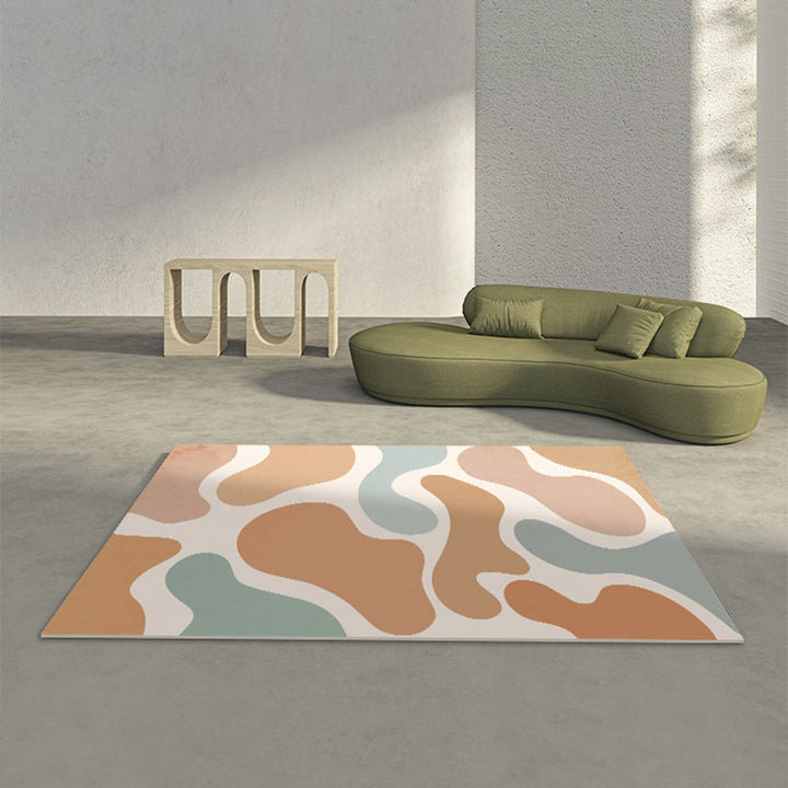 BowLift | Relaxing Color Block Rug Multicolor PVC Indoor Rug Non-Slip Back Stain-Resistant Area Rug for Room