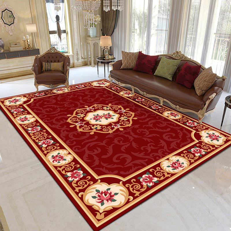 BowLift | Formal Living Room Rug Versatile Floral Pattern Rug Polyester Non-Slip Back Machine Washable Rug