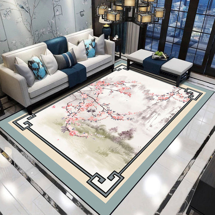 BowLift | Relaxing Living Room Carpet Multicolored Floral Pattern Carpet Synthetic Non-Slip Pet-Friendly Easy-Care Carpet