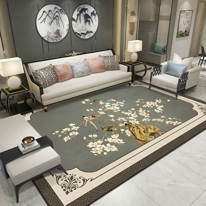BowLift | Relaxing Living Room Carpet Multicolored Floral Pattern Carpet Synthetic Non-Slip Pet-Friendly Easy-Care Carpet