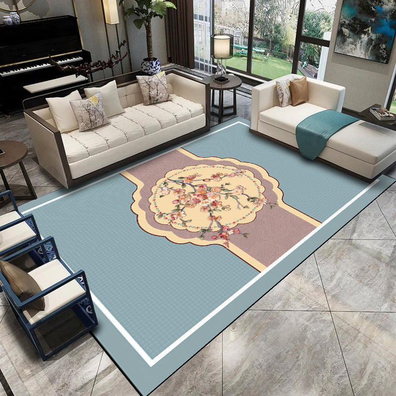 BowLift | Relaxing Living Room Carpet Multicolored Floral Pattern Carpet Synthetic Non-Slip Pet-Friendly Easy-Care Carpet