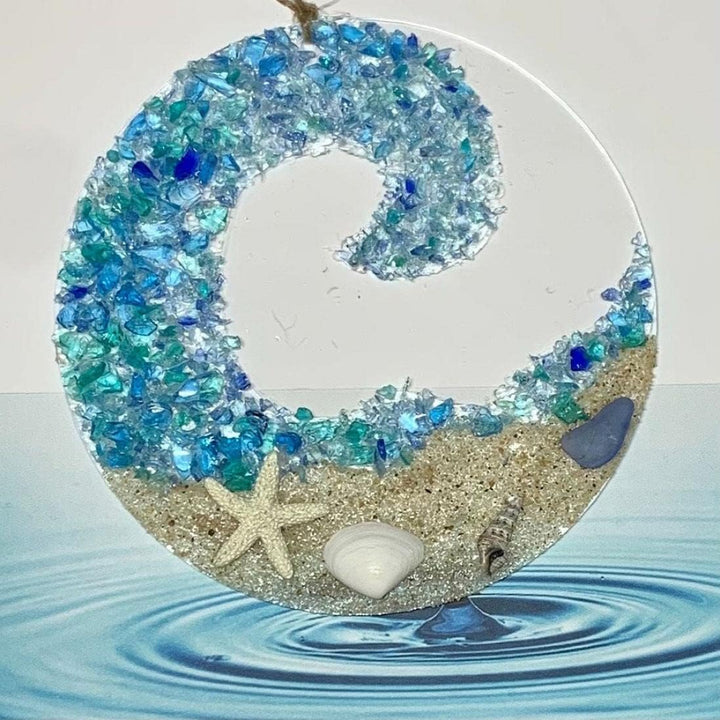 BowLift | Ocean glass sun catcher - Ocean-breaking wave beach ornament