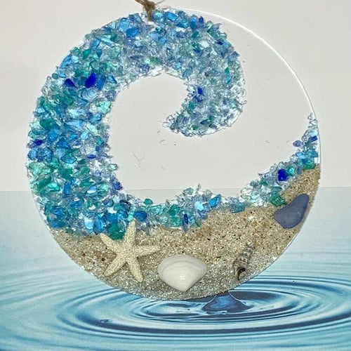 BowLift | Ocean glass sun catcher - Ocean-breaking wave beach ornament