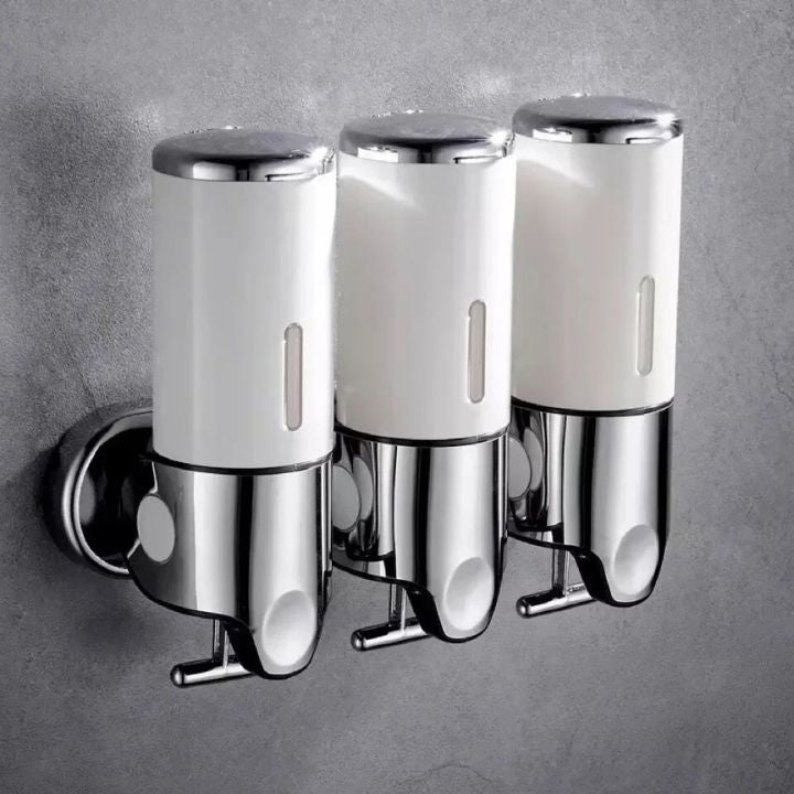 BowLift | Wall Mounted Soap Dispenser | SudsStation Bathroom Organizer | Stainless Steel & ABS | 16.9 fl oz | Set of 1–3