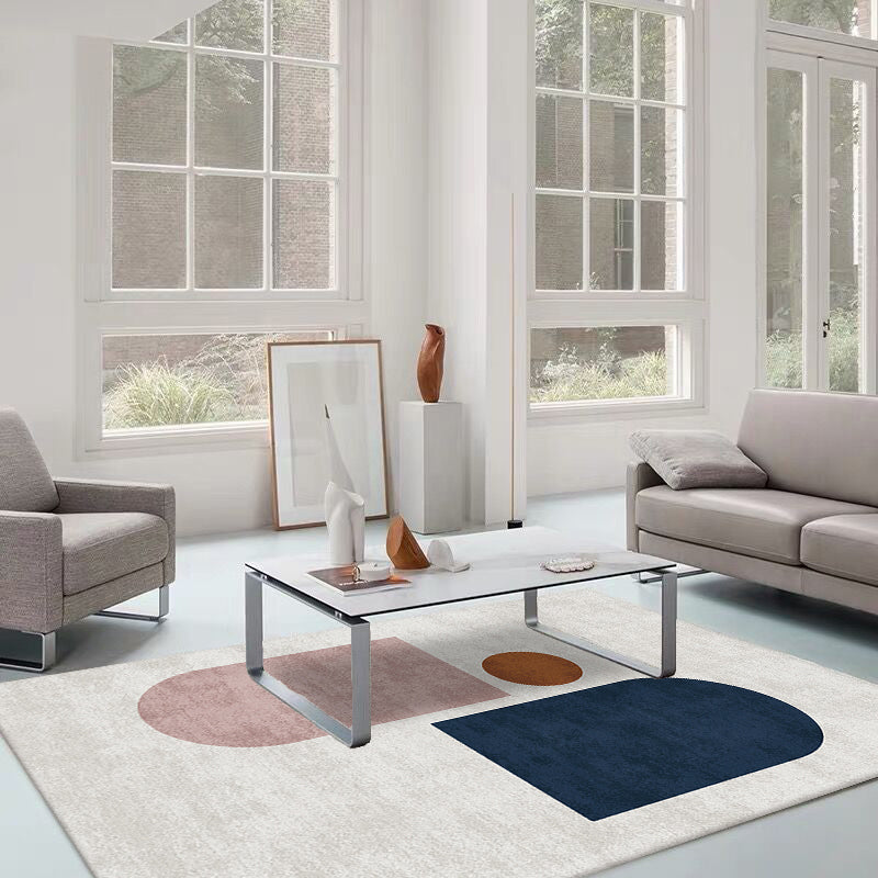BowLift | Relaxing Color Box Rug Multicolored Synthetic Indoor Rug Non-Slip Back Pet-Friendly Area Rug for Living Room