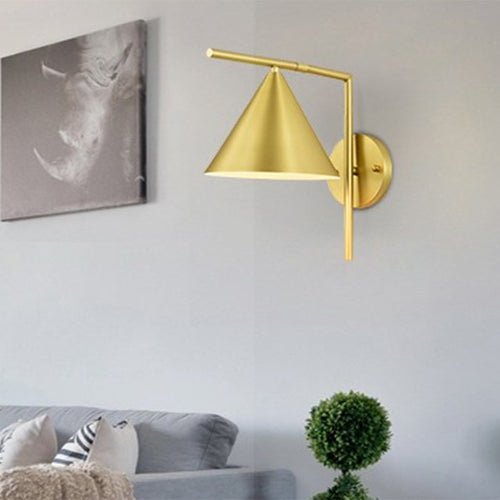 BowLift | Cone Metal Wall Lighting Contemporary 1 Light Black/White/Gold Wall Lamp Over Table, 8