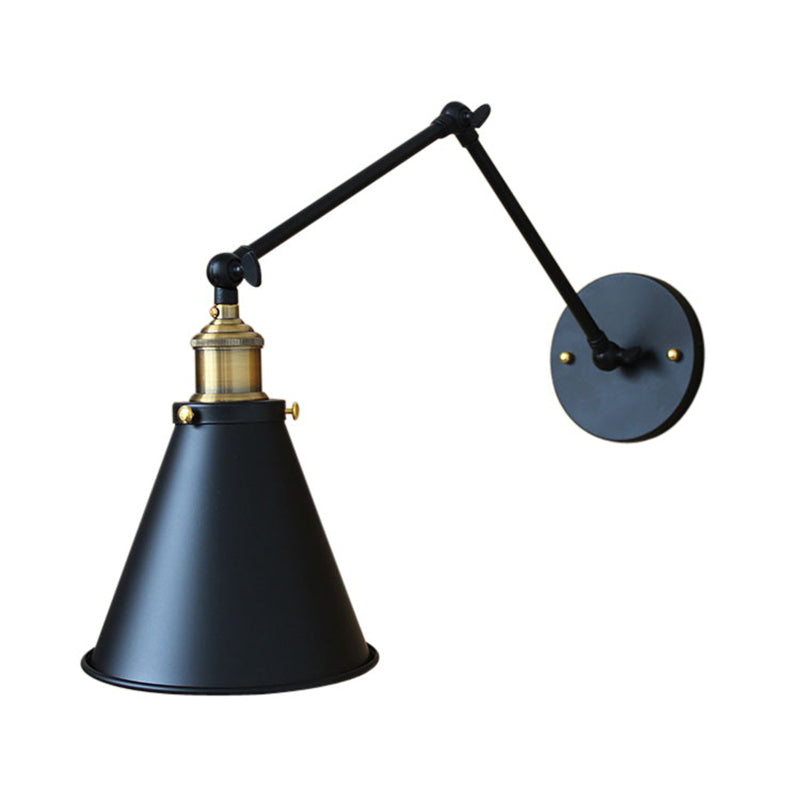 BowLift | Cone-shaped Shade Iron Wall Mount Light Antique 1 Bulb Bedroom Wall Lighting Fixture