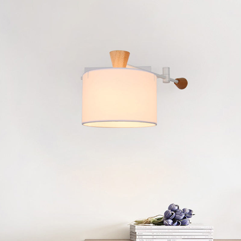 BowLift | Drum Wall Lamp Sconce Modernism Fabric 1 Light Sconce Light in Black/White for Living Room