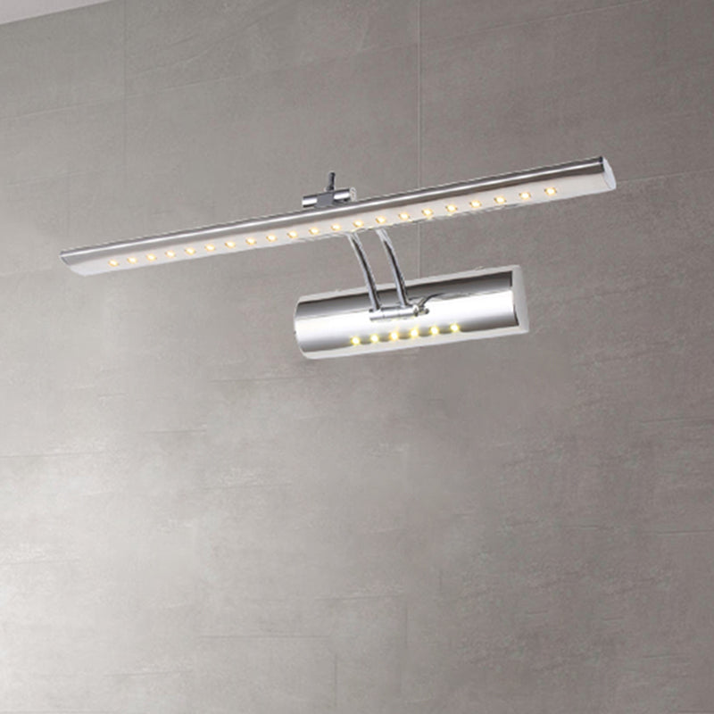 BowLift | Nickel Finish Linear Wall Lamp Contemporary 16"/21.5" Width LED Metallic Makeup Lighting in White/Warm Light