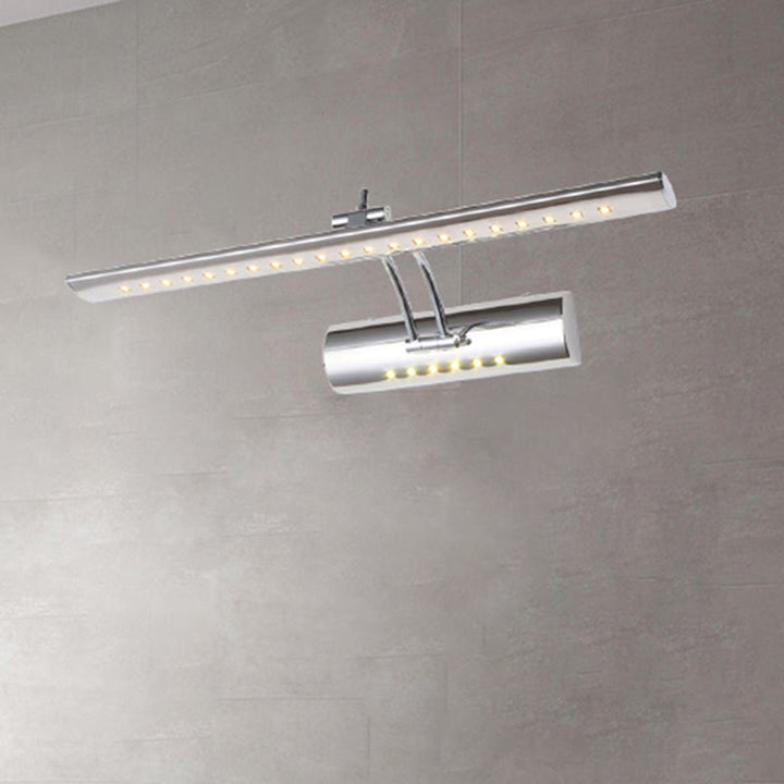 BowLift | Nickel Finish Linear Wall Lamp Contemporary 16"/21.5" Width LED Metallic Makeup Lighting in White/Warm Light