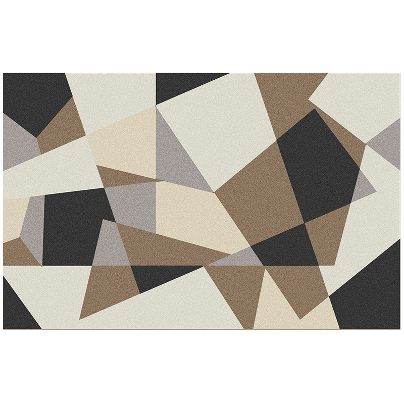 Modern geometric printed rug multicolored polyester rug non-slip machine washable rug for the bedroom | Bowlift