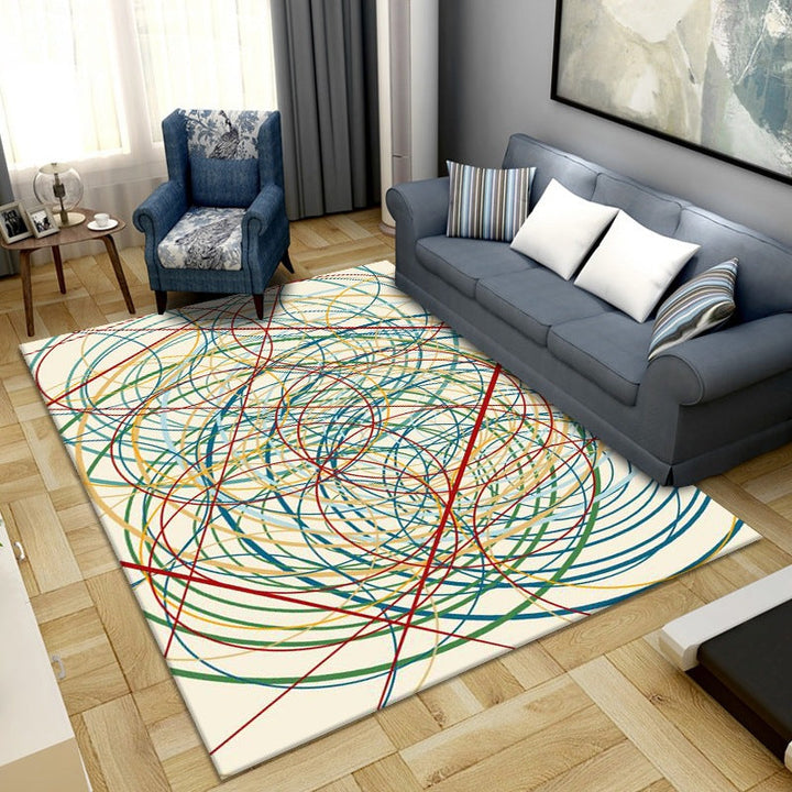 BowLift | Simplicity Abstract Printed Rug Multicolor Polyester Area Rug Non-slip Back Pet-friendly Indoor Rug for the Living Room