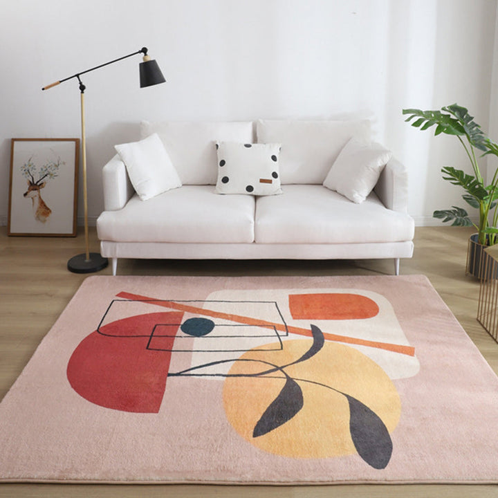 BowLift | Multicolored Living Room Rug Western Hand-Printed Area Rug Synthetic Non-Slip Carpet Pet-Friendly for Indoor Rugs