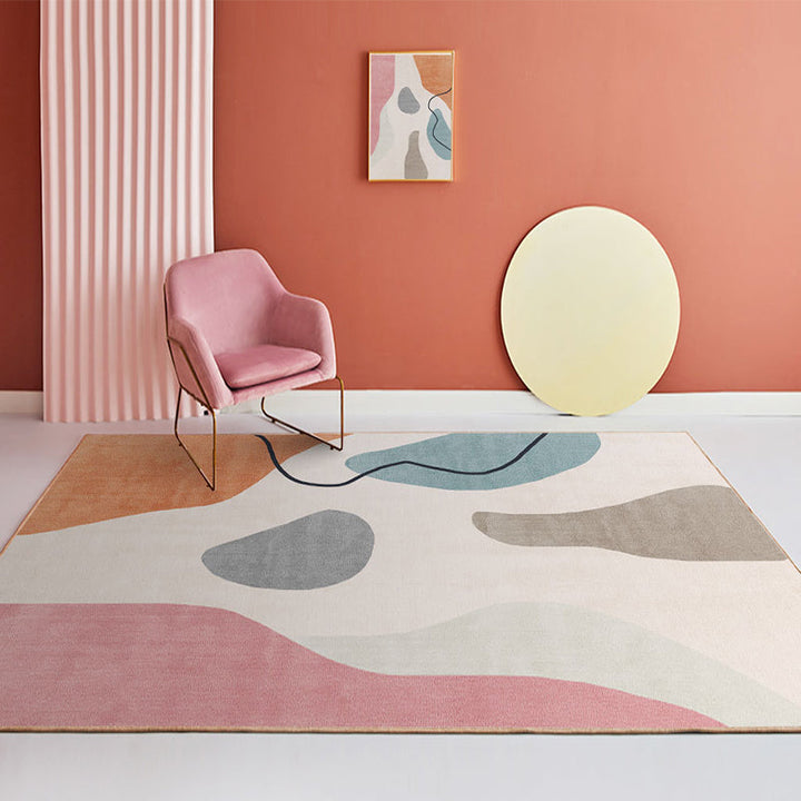 BowLift | Multi Color Simple Rug Polypropylene Color Block Area Rug Non-Slip Backing Stain Resistant Indoor Mat for Room