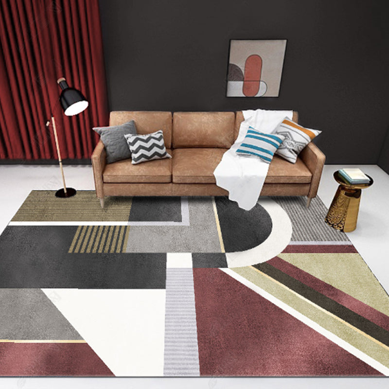 BowLift | New Geometric Printed Carpet Multicolored Synthetic Area Rug Non-Slip Back Stain-Resistant Indoor Rug for Living Room