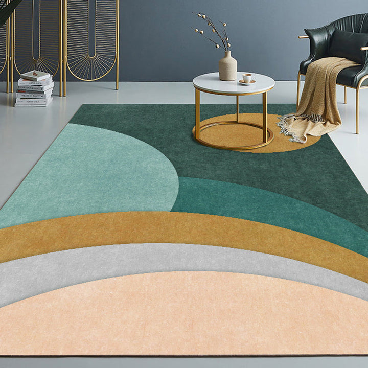 BowLift | New Geometrically Printed Carpet Multicolored Polypropylene Area Rug With Non-Slip Backing Pet-Friendly Rug For Living Room