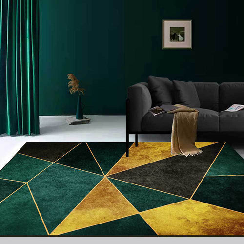 BowLift | Calming geometric printed rug Multicolored polyester indoor rug Easy care pet-friendly area rug for living room