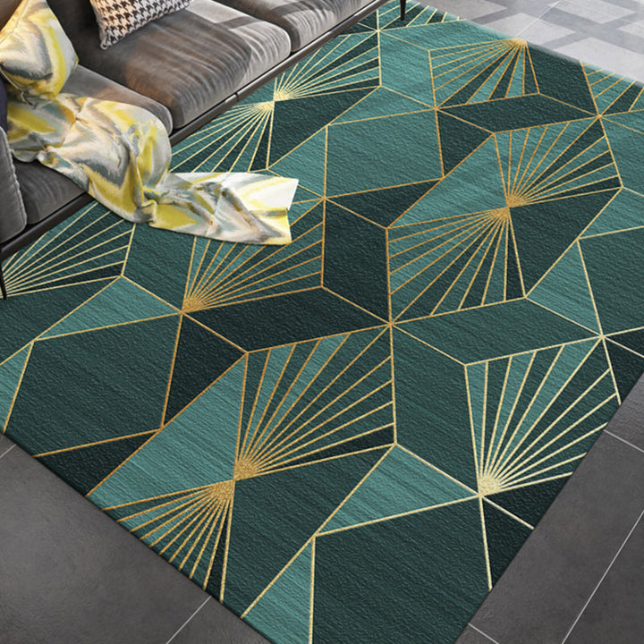 BowLift | Simple rug for the living room multicolored geometric printed rug cotton blend non-slip backing easy care rug