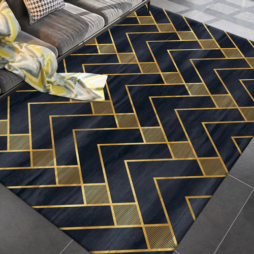 BowLift | Simple rug for the living room multicolored geometric printed rug cotton blend non-slip backing easy care rug