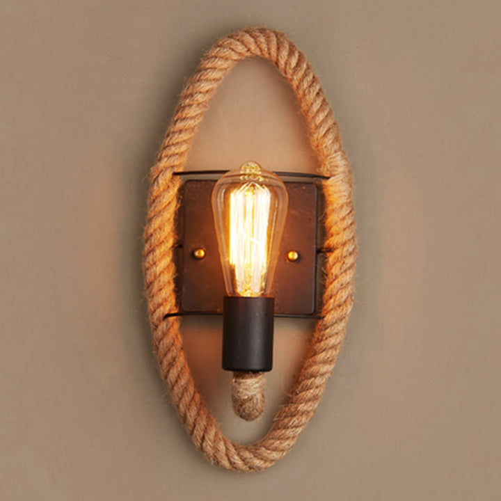 BowLift | Running Shape Rope Wall Light Rustic 1-Head Corridor Wall Lamp with Track Light Design in Wood
