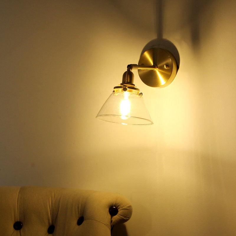 BowLift | Minimalist Rejuvenation Rotating Wall Lighting Single Lamps Glass Wall Lamp in Brass for Living Room