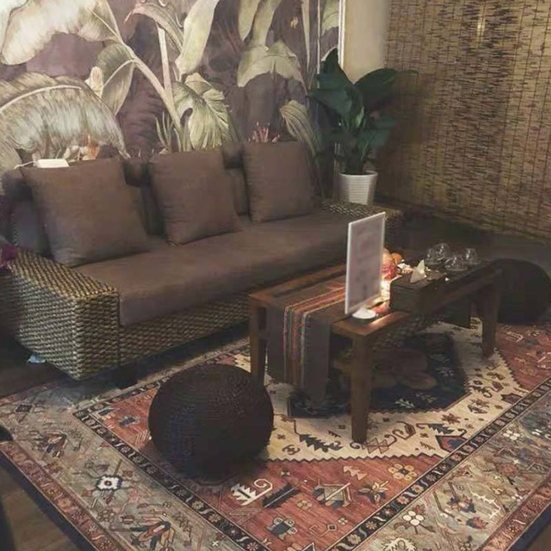BowLift | Multi Color Living Room Rug Persian Geometric Printed Indoor Rug Cotton Blend Non-Slip Easy Maintenance Area Rug