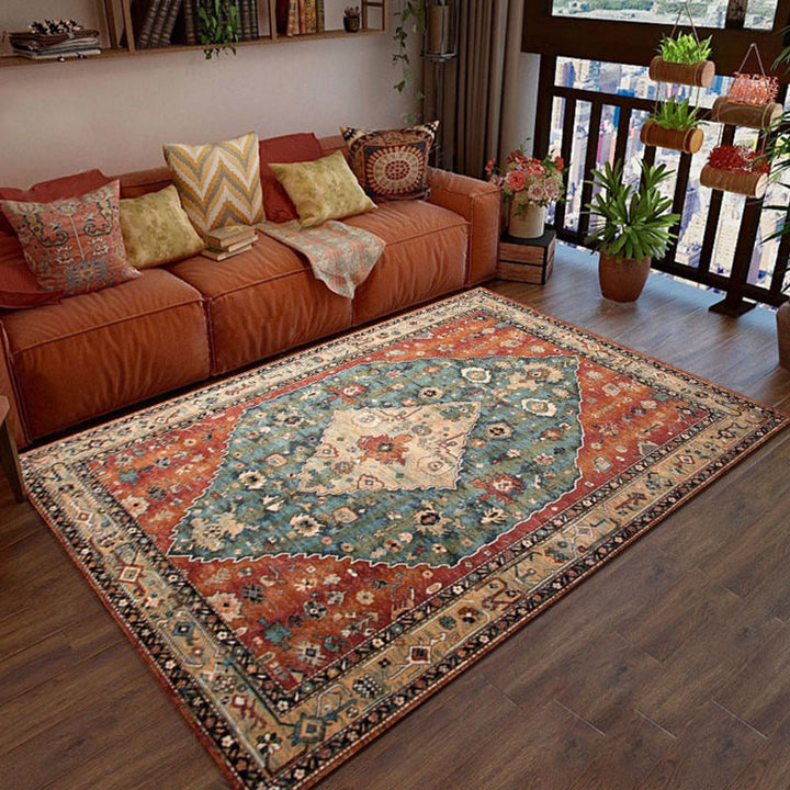 BowLift | Multi Color Living Room Rug Persian Geometric Printed Indoor Rug Cotton Blend Non-Slip Easy Maintenance Area Rug