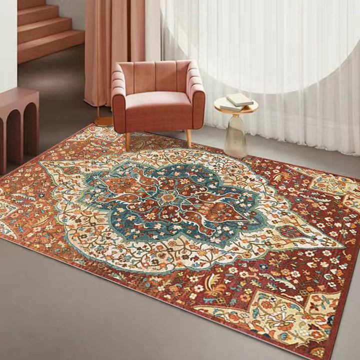 BowLift | Multi Color Living Room Rug Persian Geometric Printed Indoor Rug Cotton Blend Non-Slip Easy Maintenance Area Rug
