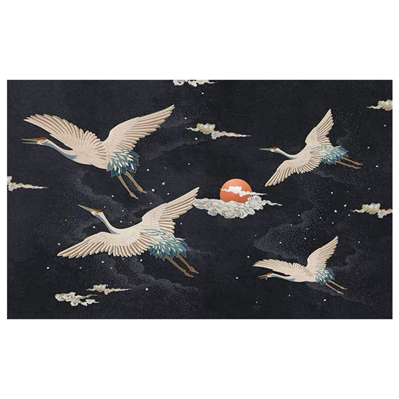 BowLift | Nordic Crane Pattern Rug Multi-Color Synthetic Area Rug Pet-Friendly Easy Maintenance Stain-Resistant Carpet for Room