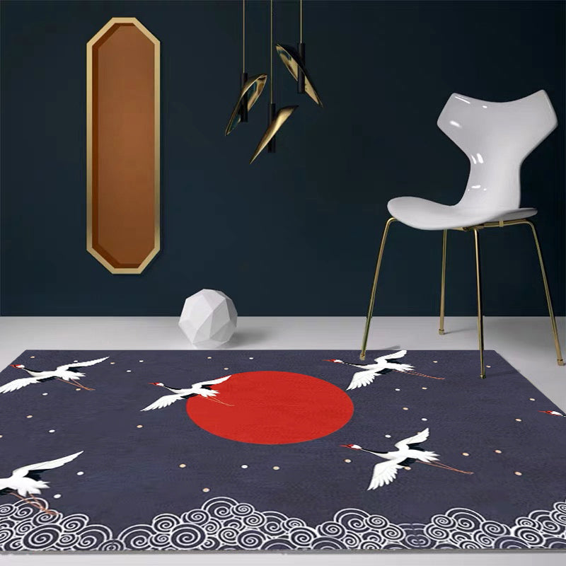 BowLift | Nordic Crane Pattern Rug Multi-Color Synthetic Area Rug Pet-Friendly Easy Maintenance Stain-Resistant Carpet for Room