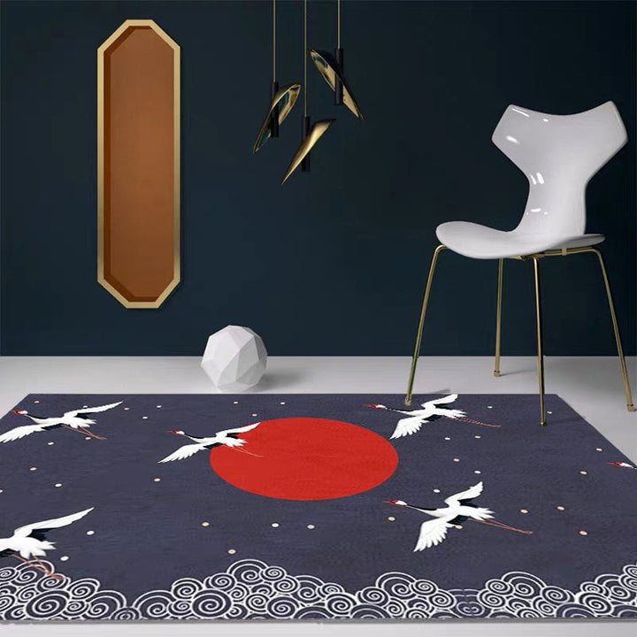 BowLift | Nordic Crane Pattern Rug Multi-Color Synthetic Area Rug Pet-Friendly Easy Maintenance Stain-Resistant Carpet for Room
